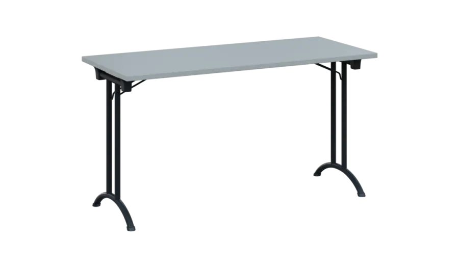 SLA 140 lak skládací jednací stůl 1394x600, deska 25 mm, podnož černý lak, deska šedá